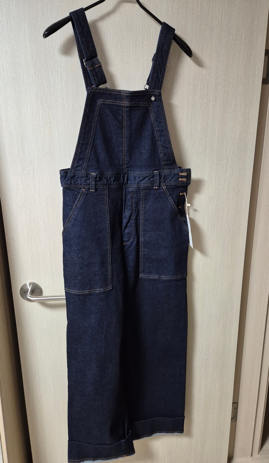 (새제품) 스무드무드 오버롤 크롭 데님 멜빵바지 상품이미지4