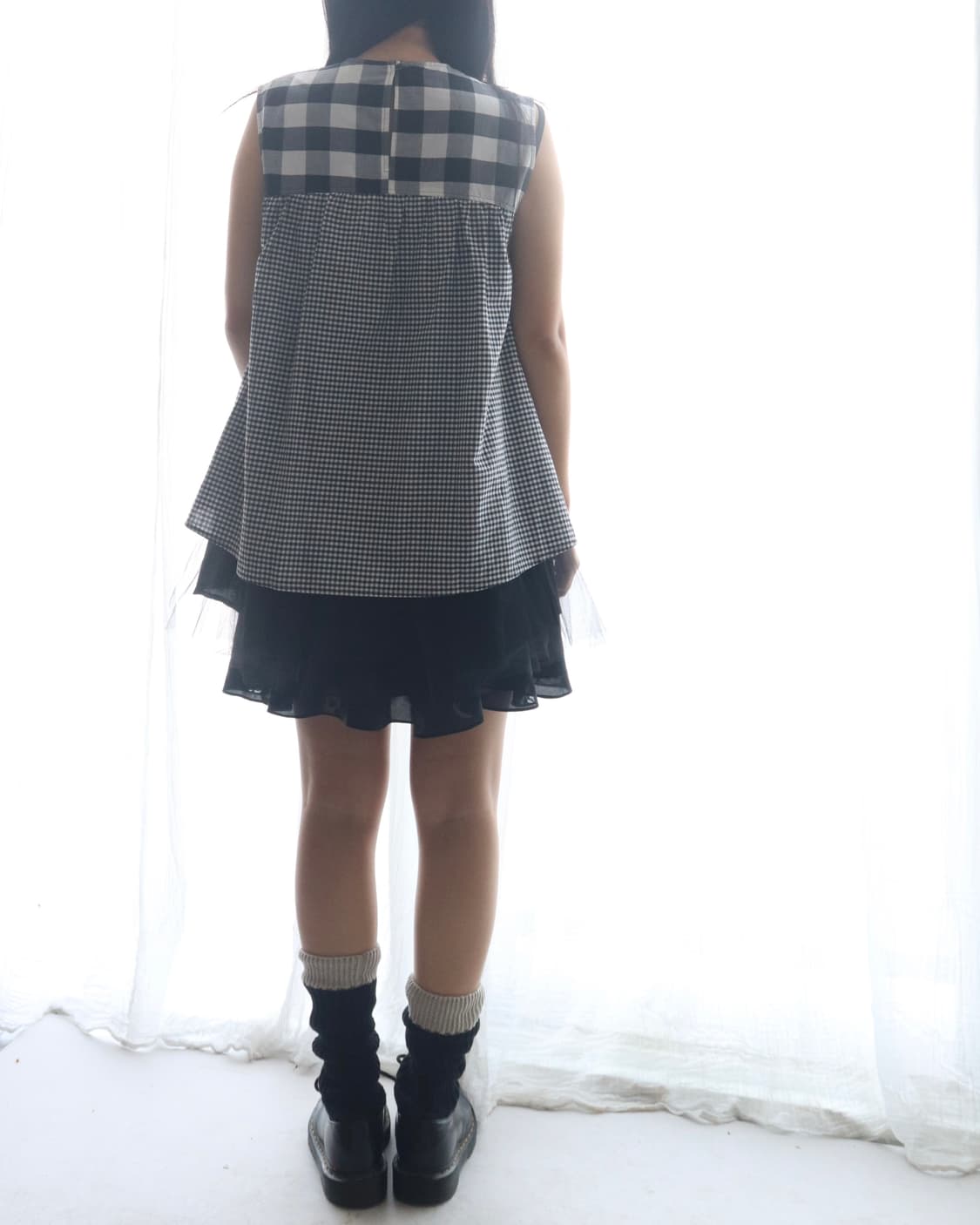 [Beams Boy] Tori-To Check Tulle Blouse 상품이미지3