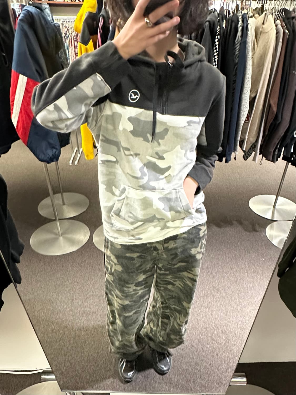 S)Hollister 빈티지 카모플라쥬쿼터 플리스 하프집 후디 상품이미지1