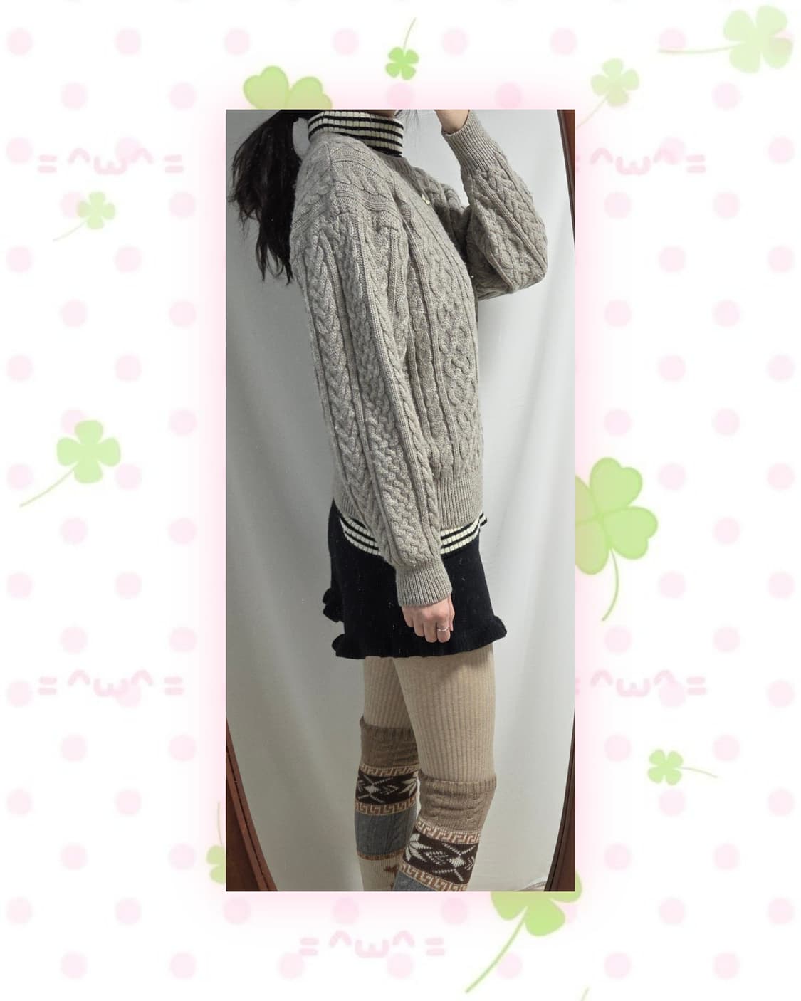 회색베이지 울 케이블 꽈배기 니트 상품이미지3