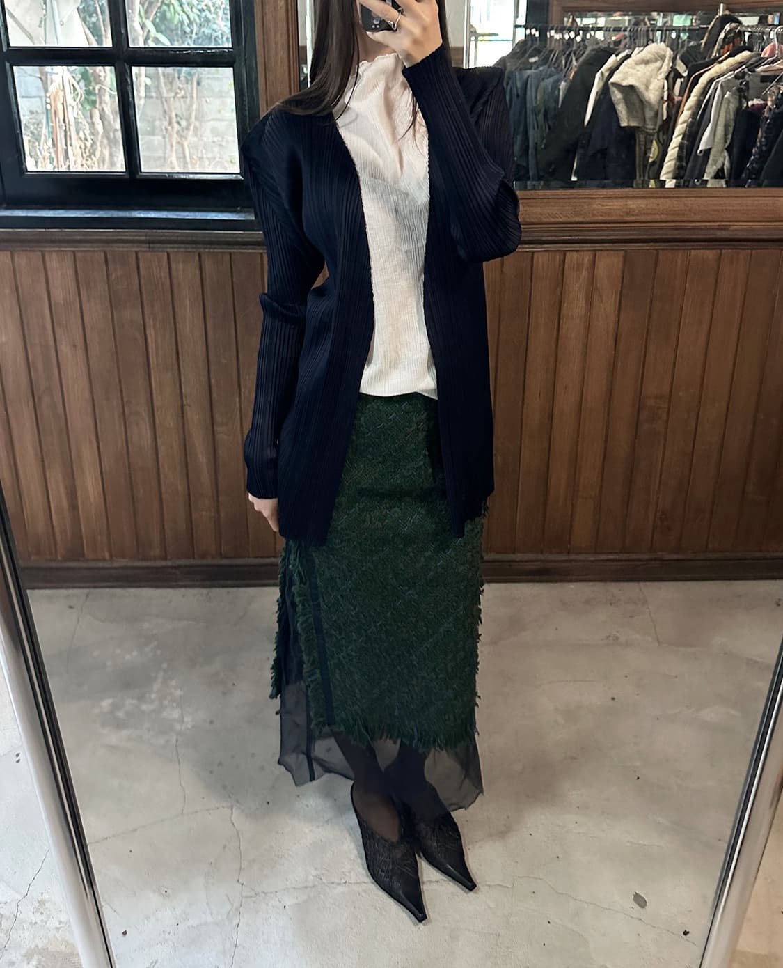 PLEATS PLEASE navy cardigan 상품이미지3