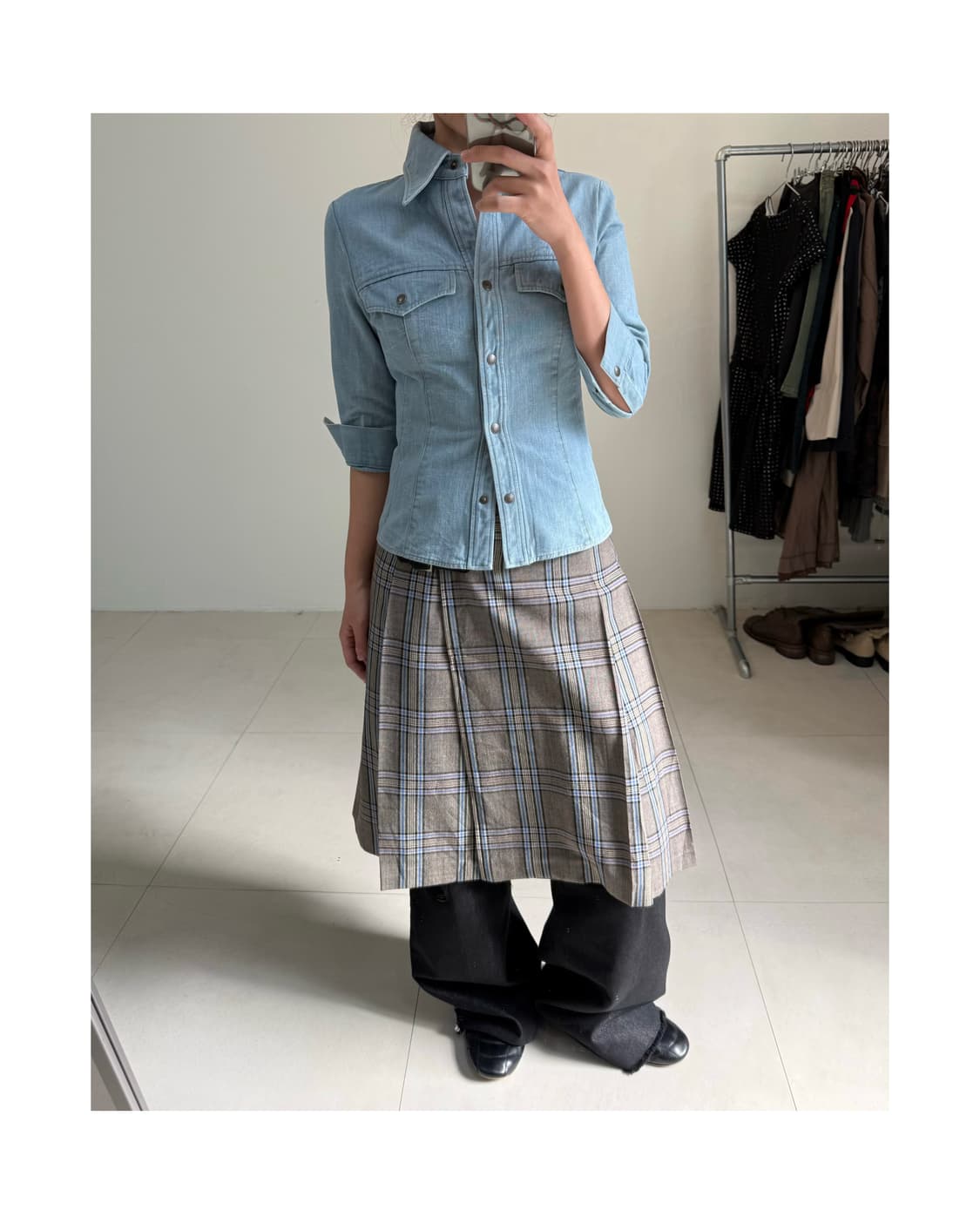 빈티지 7부 슬리브 셔츠자켓 상품이미지1