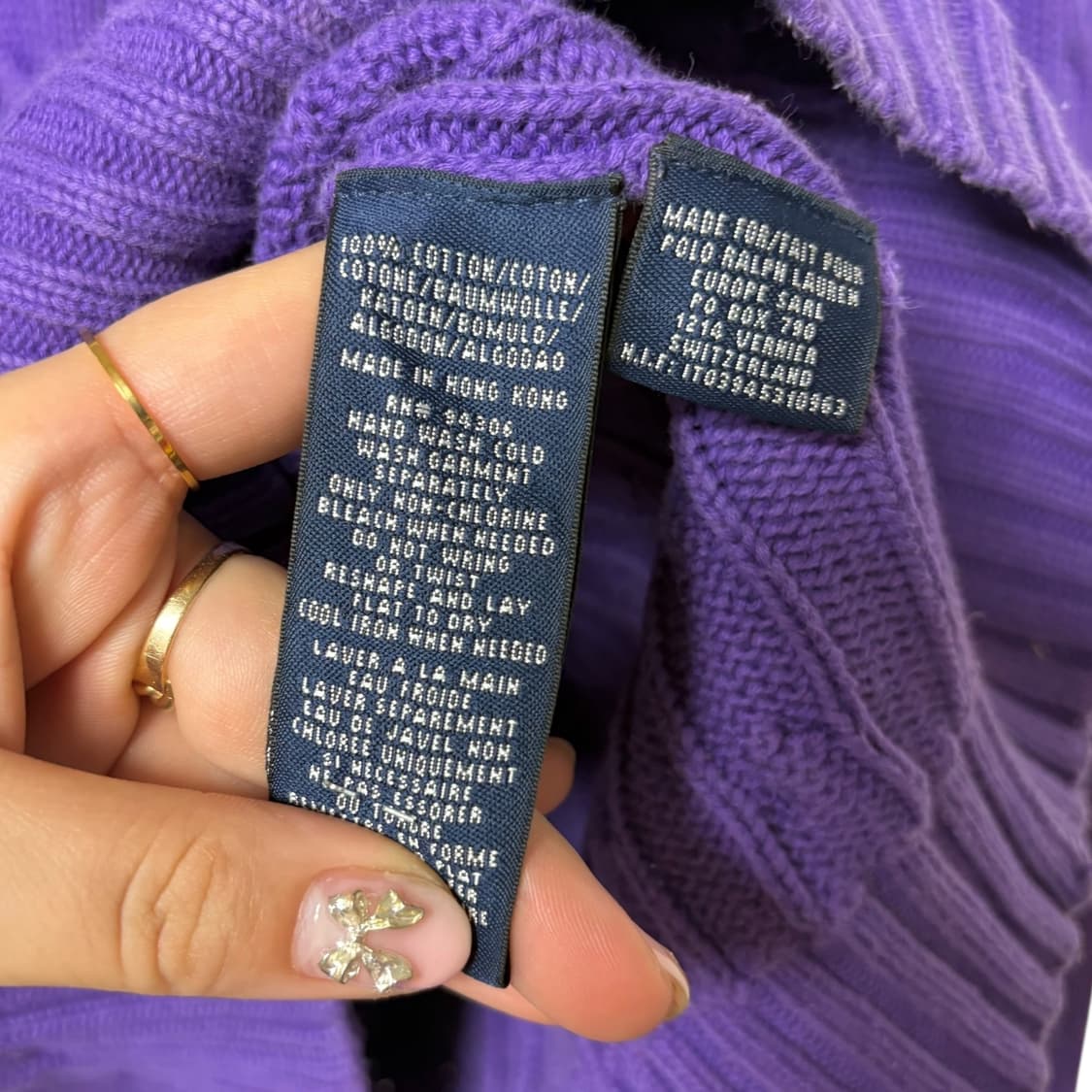3767 랄프로렌 퍼플 꽈베기 케이블 니트 상품이미지5