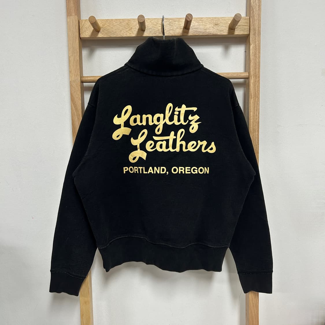 랑그리츠 레더스 빈티지 쿼터집업 스웻셔츠 맨투맨 블랙 상품이미지5