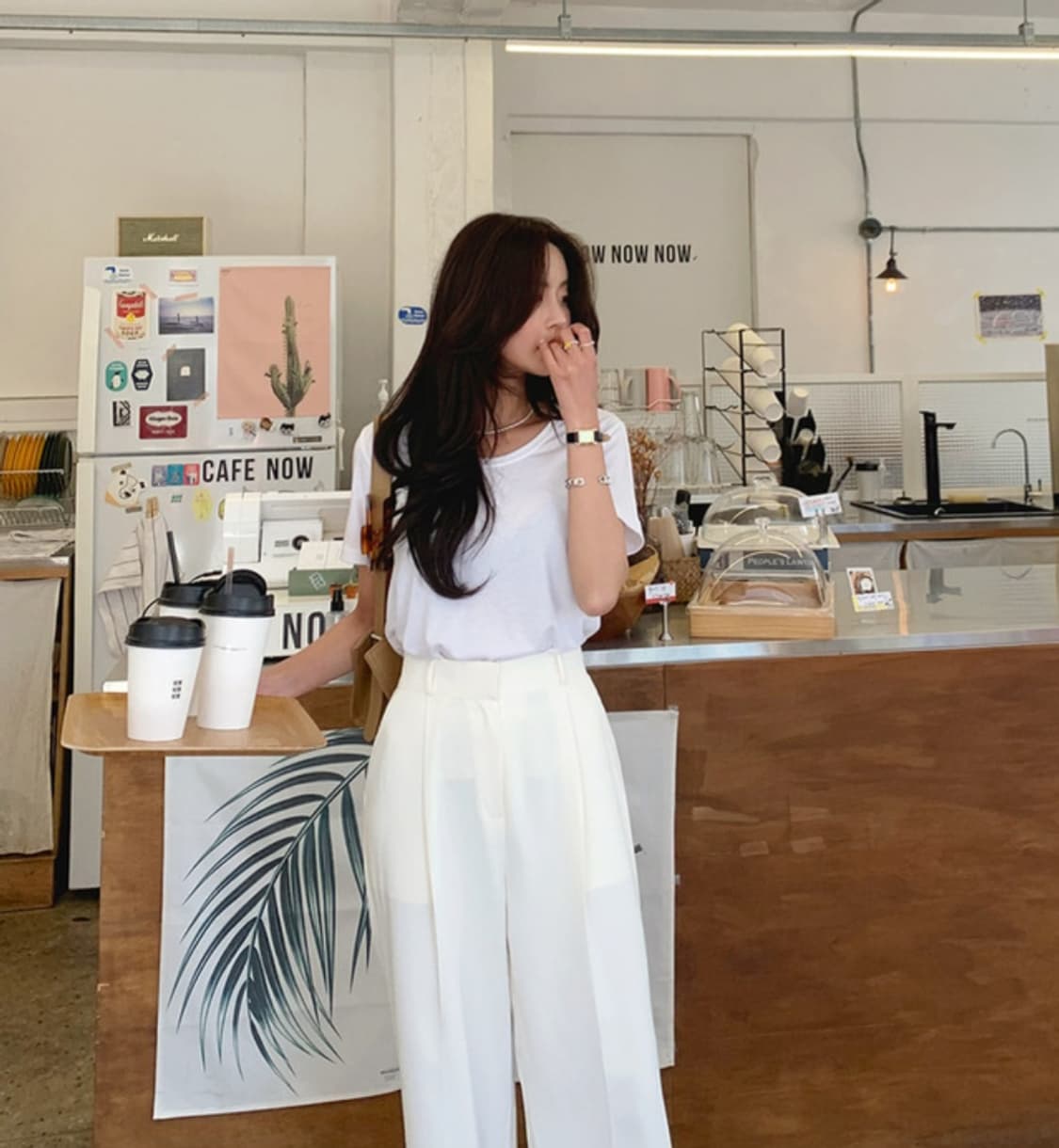 화이트 펀틱 슬랙스 팬츠 상품이미지2