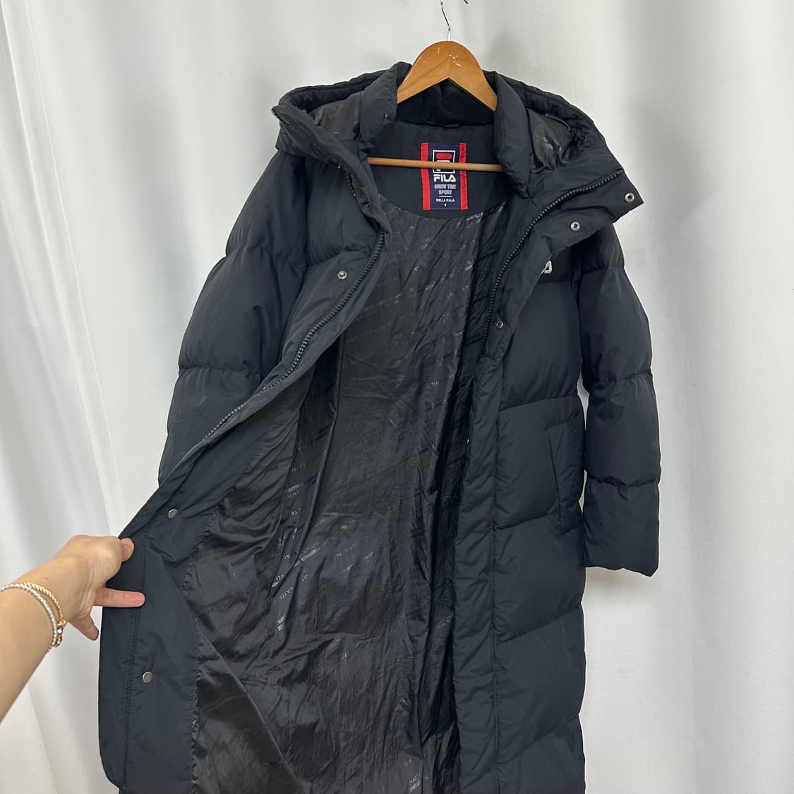 필라 남자 후드 롱패딩 점퍼 검정 S 90 상품이미지5
