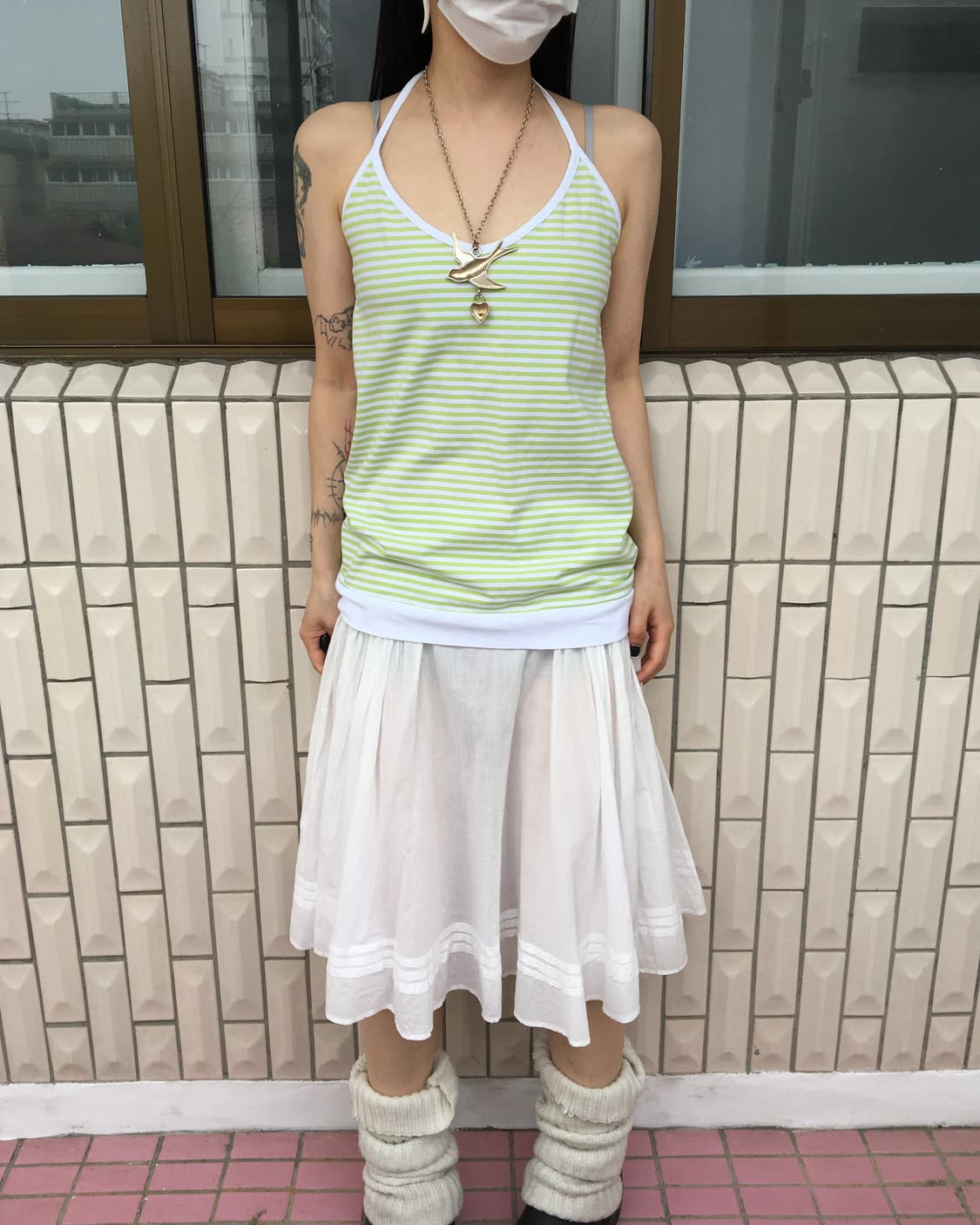 Stripe pattern holter neck sleeveless 상품이미지1