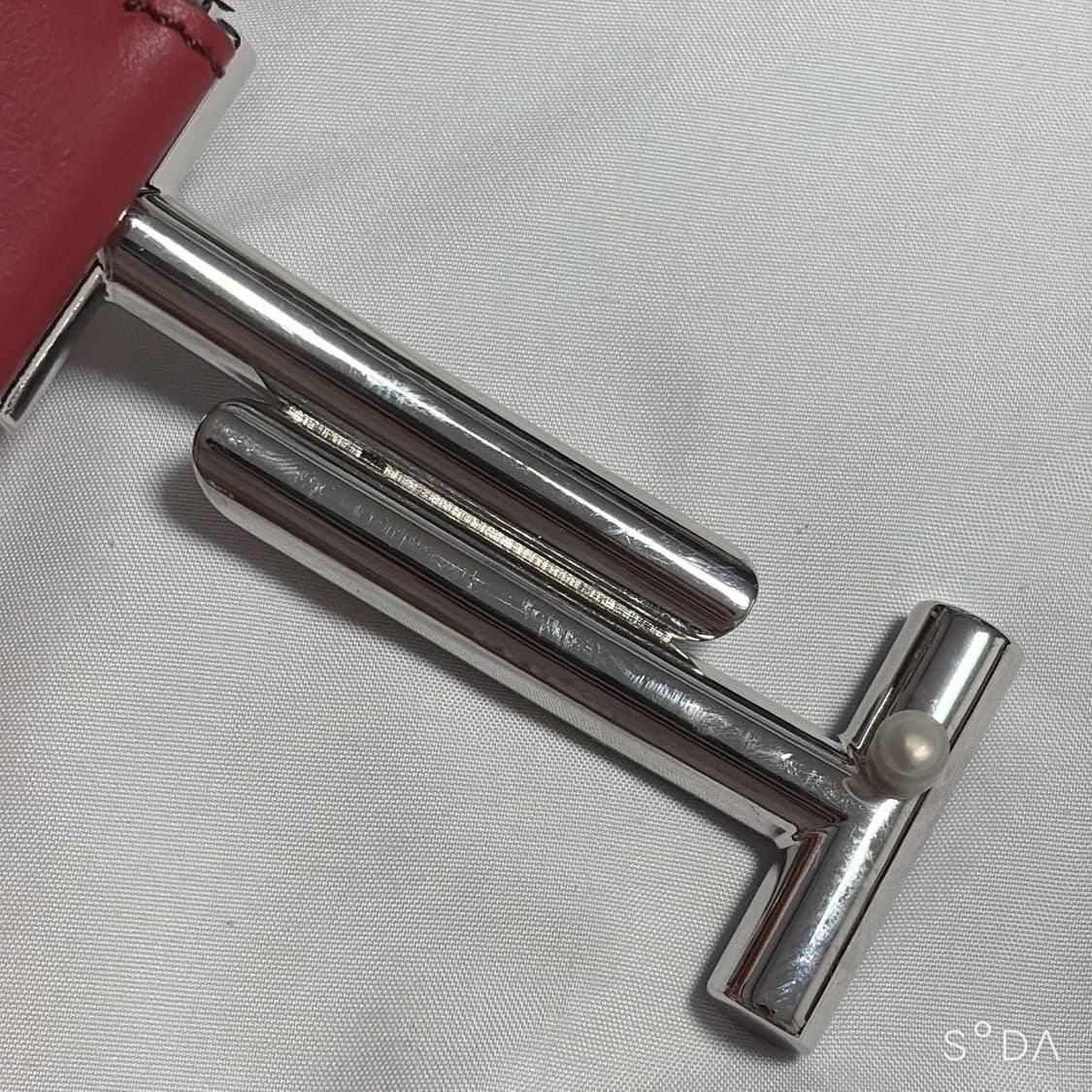 TODS 토즈 T버클 가죽 벨트 레드 상품이미지5