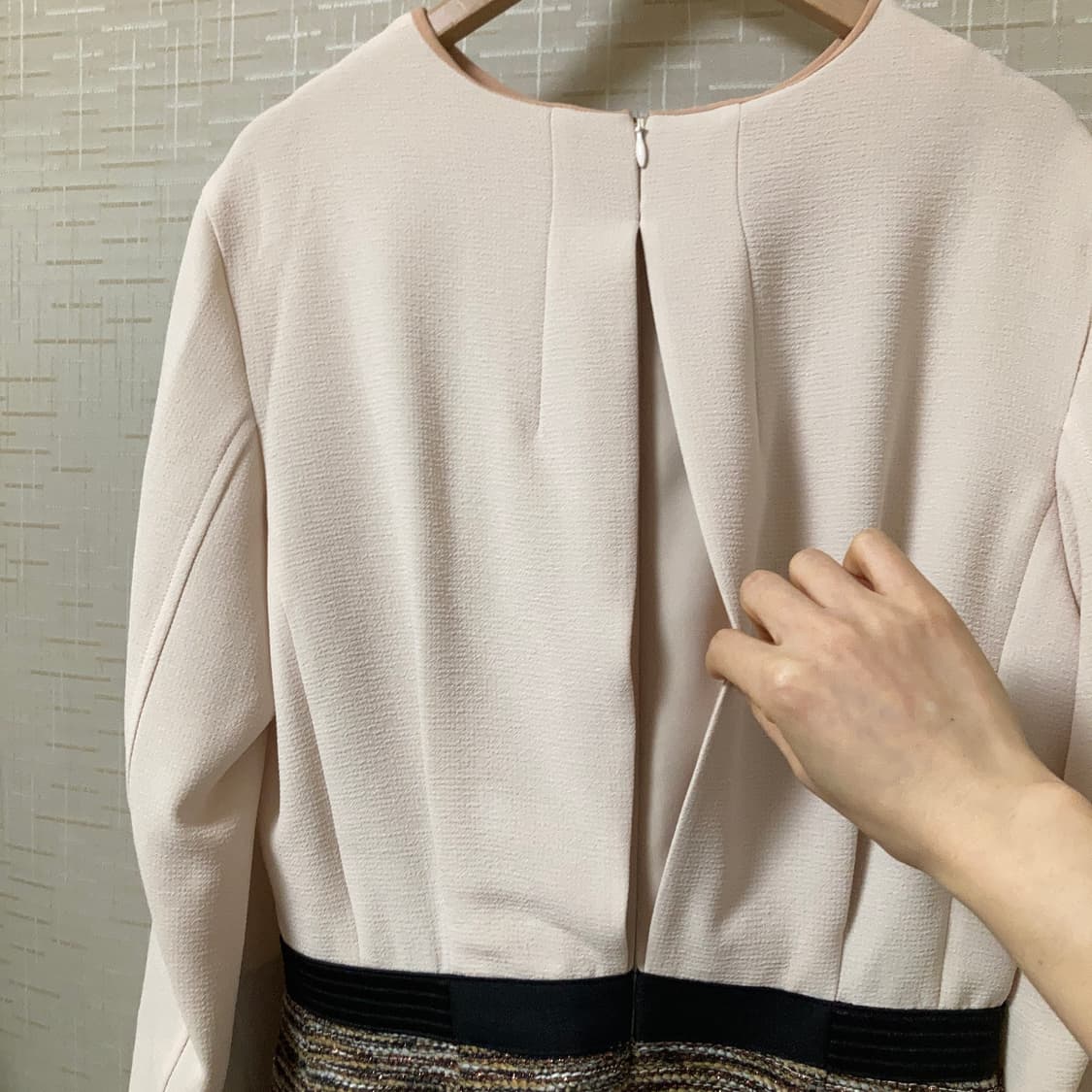 [새제품] 시스템 트위드 배색 원피스 하객룩 상품이미지4