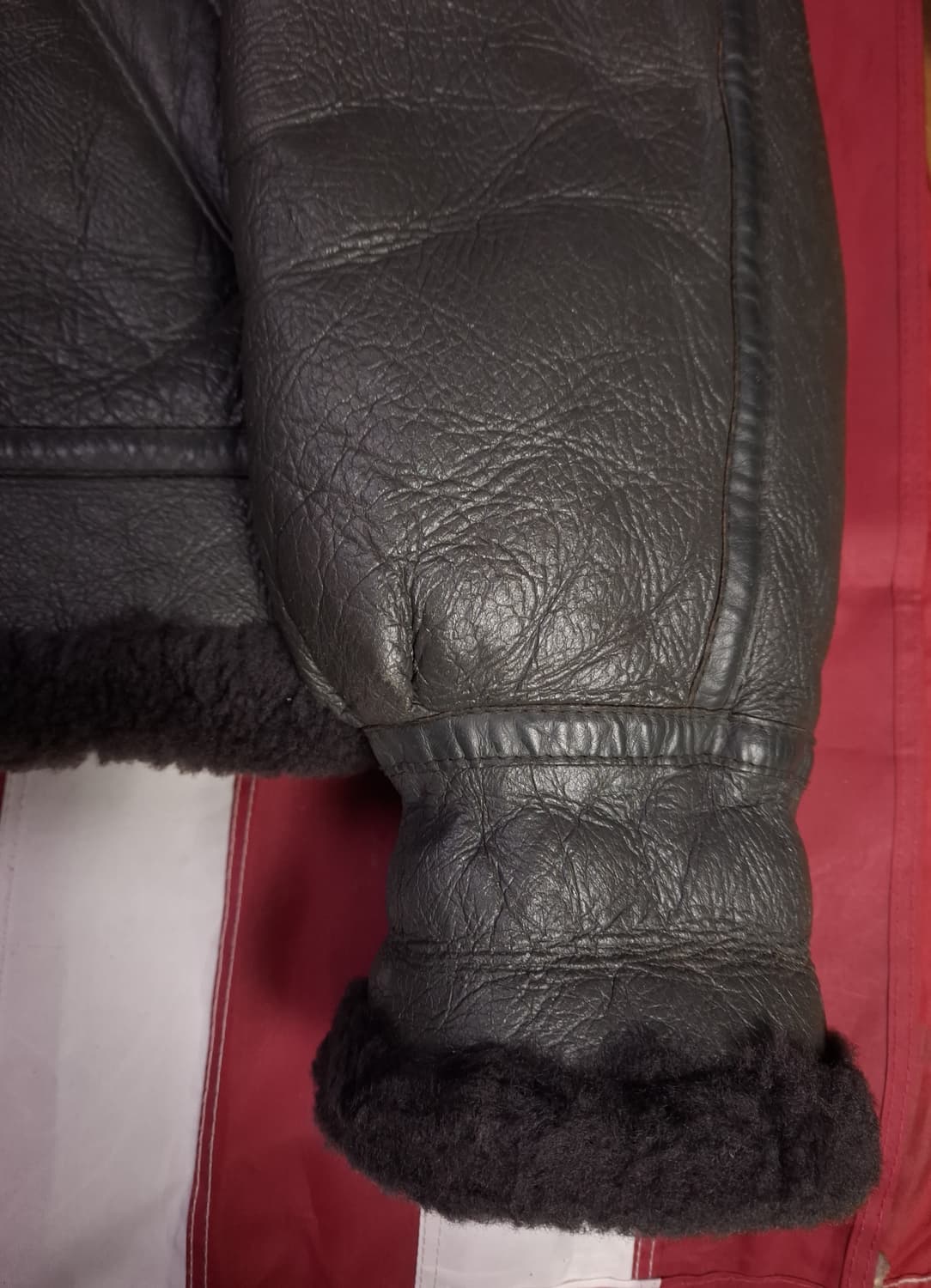 90's 국내산 미공군 B-3 TYPE 리얼레더 항공폭격기 무스탕 상품이미지6