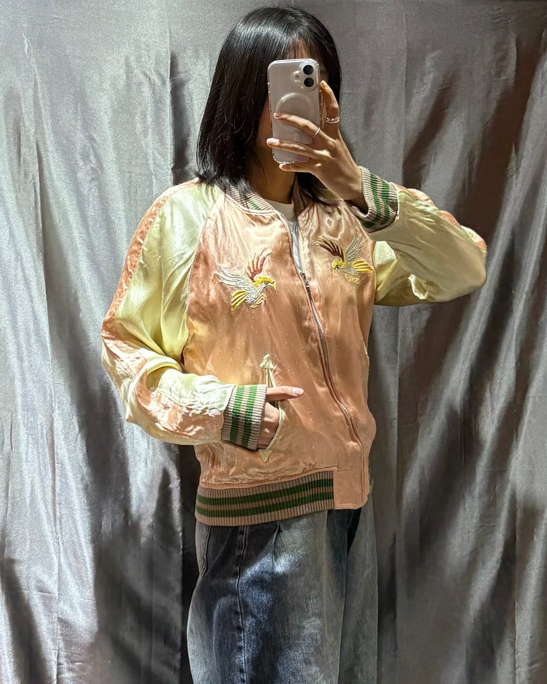 S 자수로고 글로시 배색 스카잔 상품이미지1