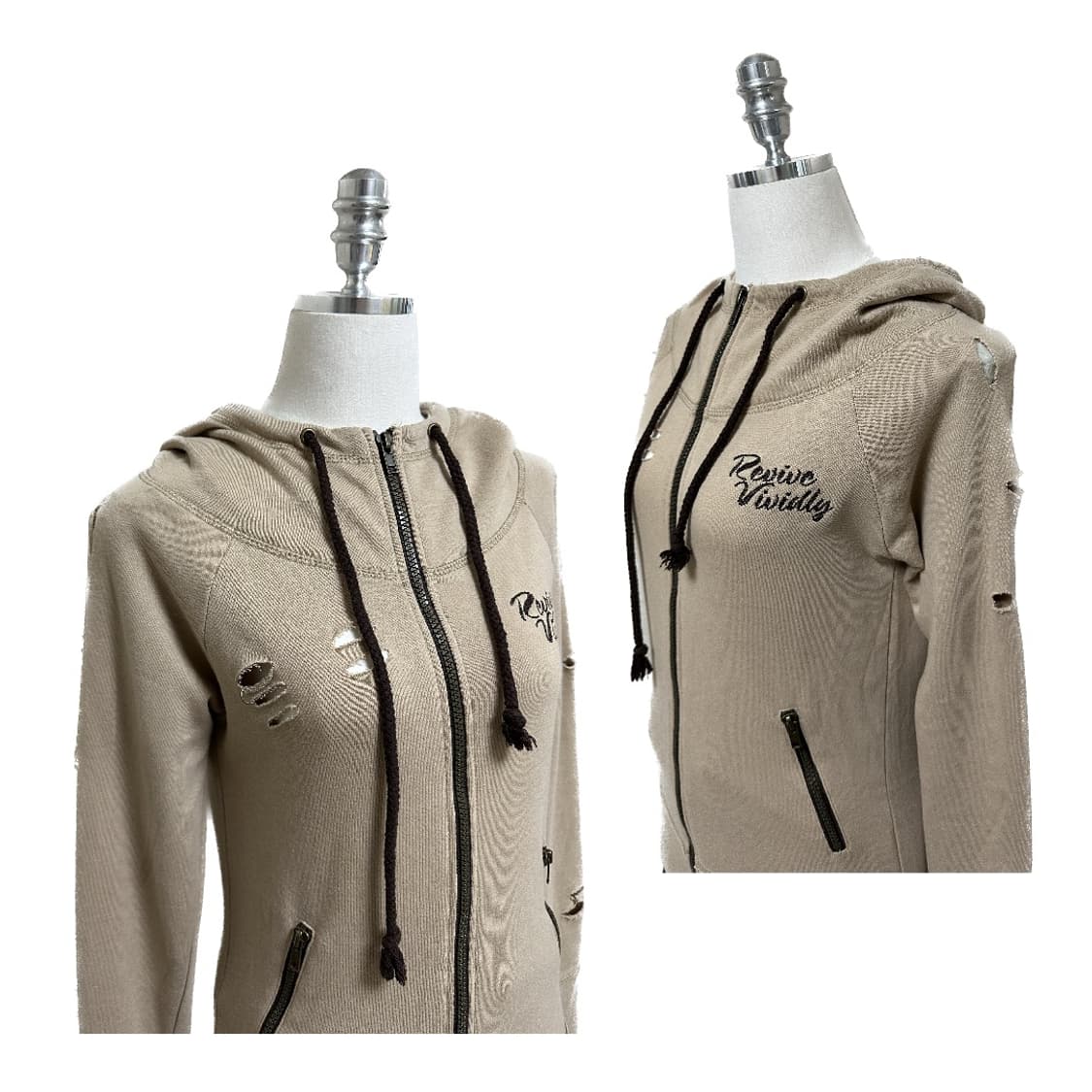 Beige Brown Damage Point Zip U 상품이미지5