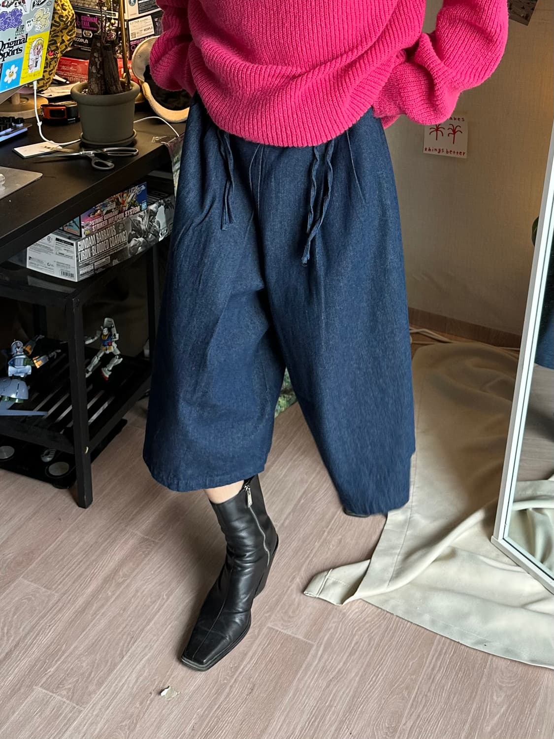 Olive des olive 더블 스트랩 와이드 데님 상품이미지3