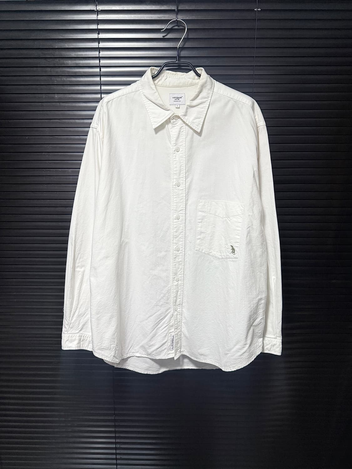 에스피오나지 쥐 마우스 자수 옥스포드 화이트 흰색 오버 셔츠 L 100 상품이미지1