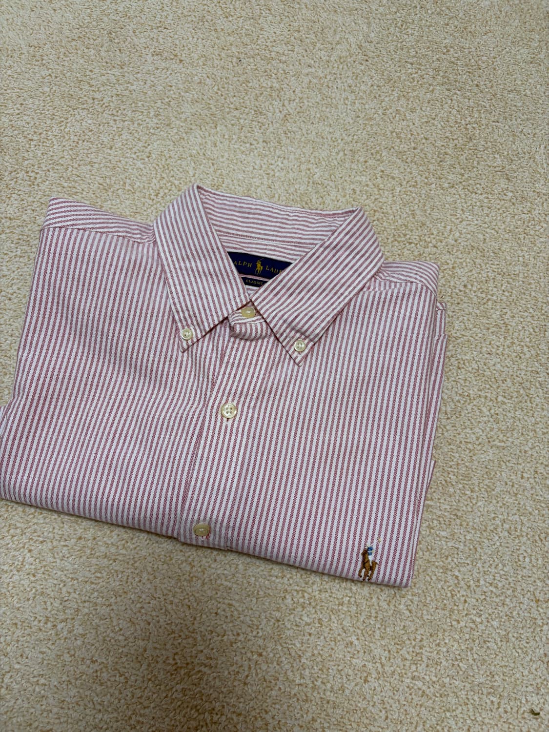 100-105) 폴로 랄프로렌 옥스포드 스트라이프 반팔 셔츠 핑크 상품이미지8