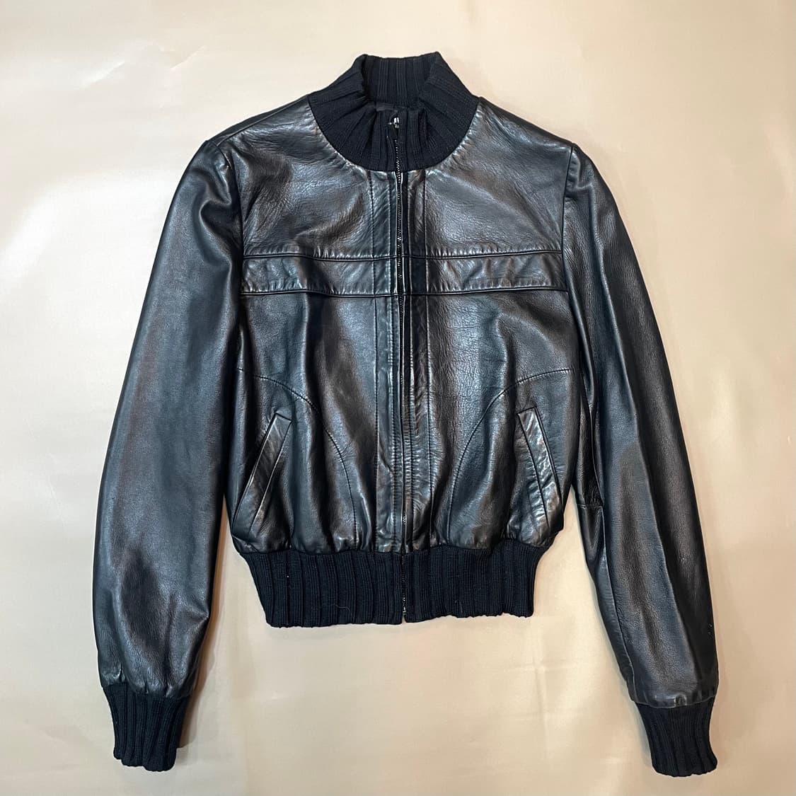 일본빈티지)시보리 차이나카라 램스킨점퍼(M) 상품이미지1