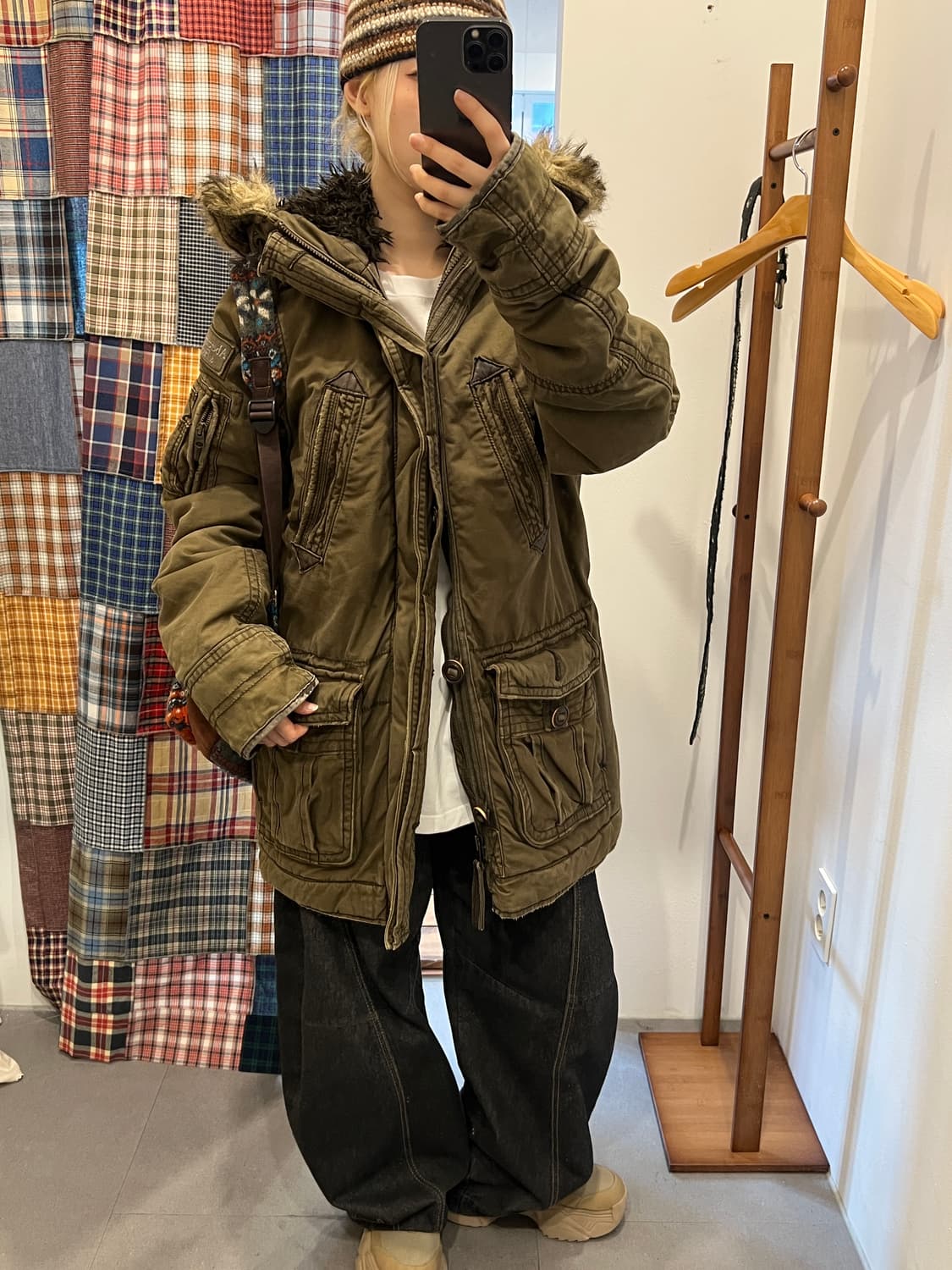 아베크롬비 카키 퍼 미디 패딩 상품이미지4