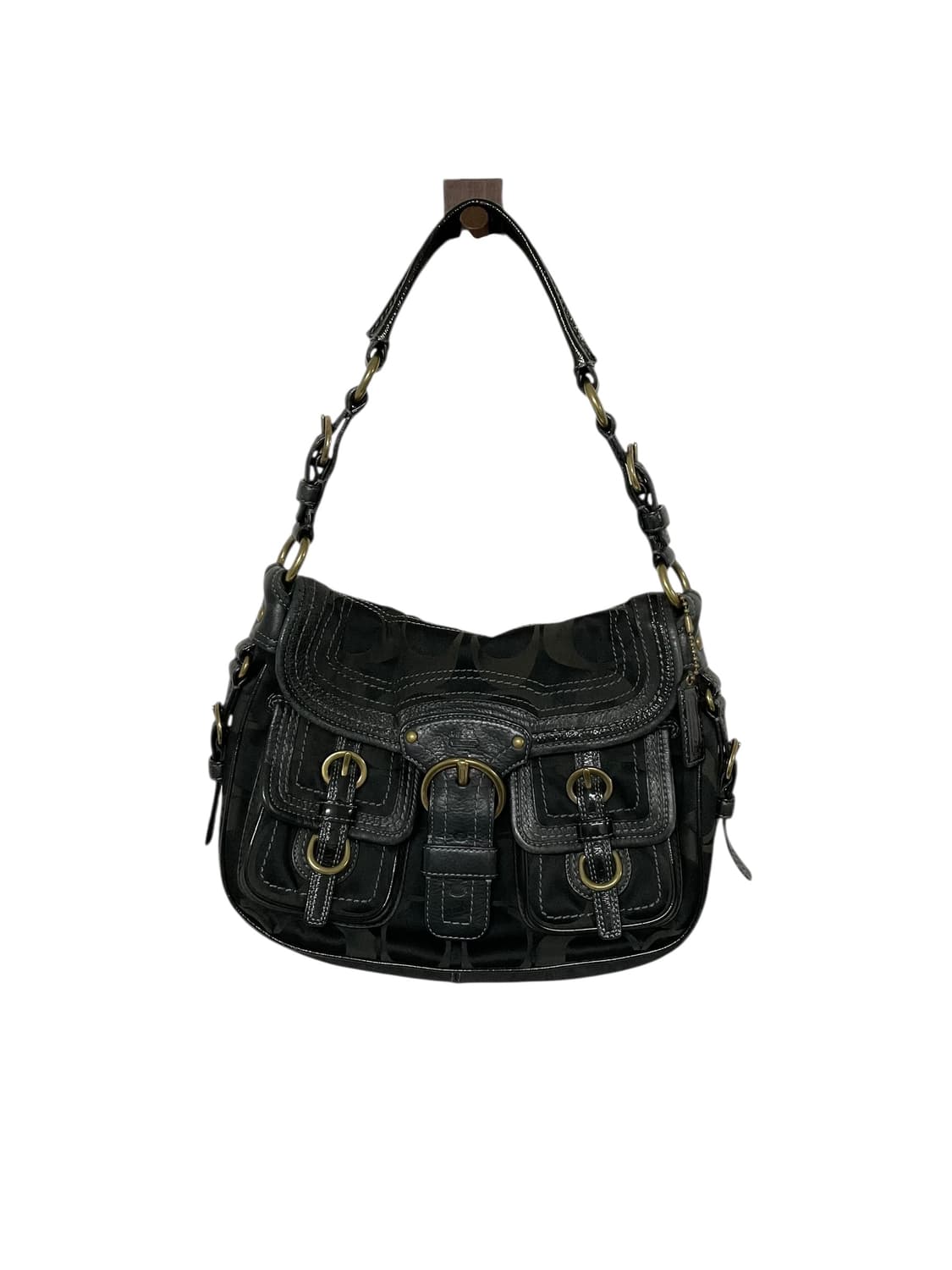 코치 시그니처 블랙 레더 숄더 상품이미지1