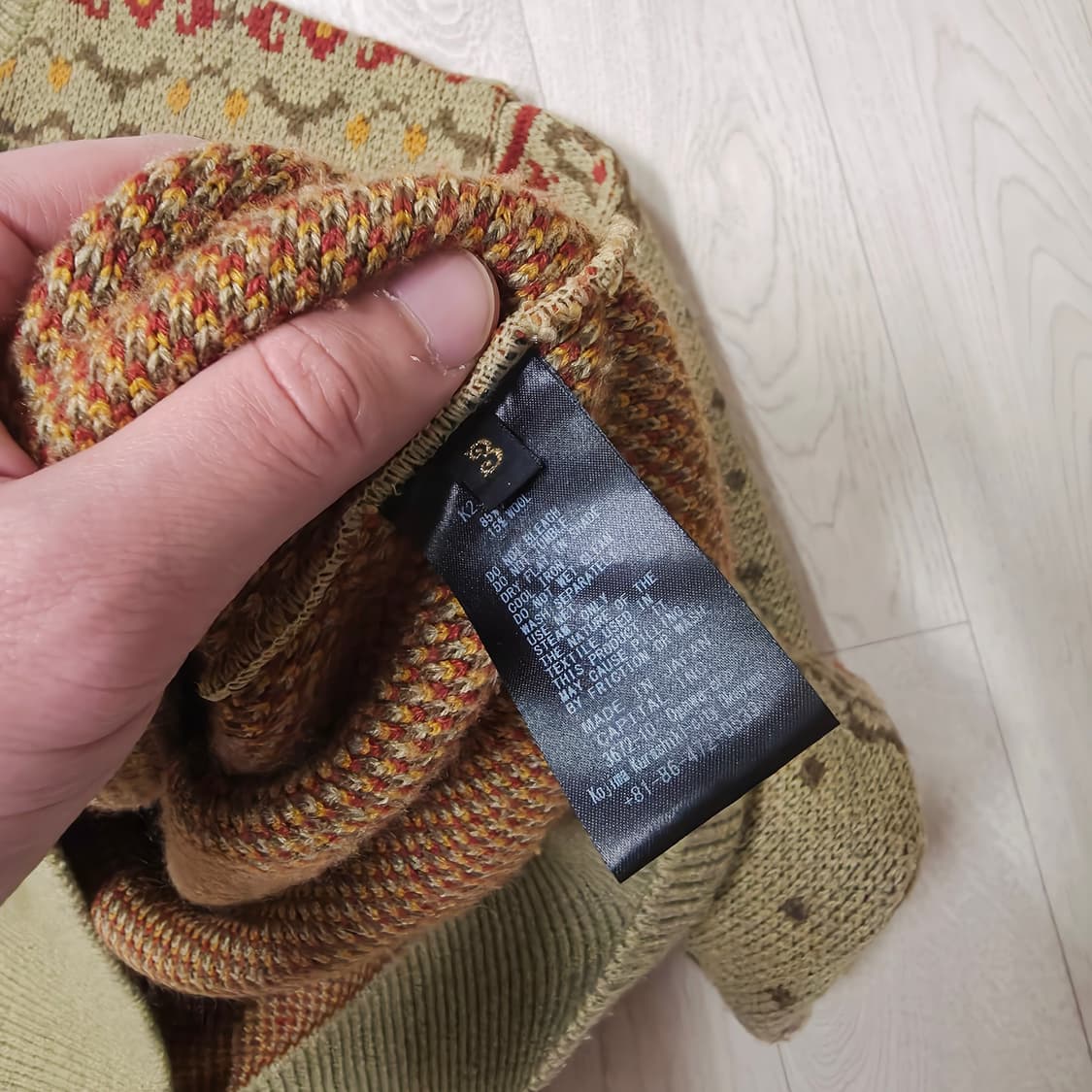 [3] 캐피탈 페어아일 크루 스웨터 카누 라이트카키 니트 kapital 상품이미지4