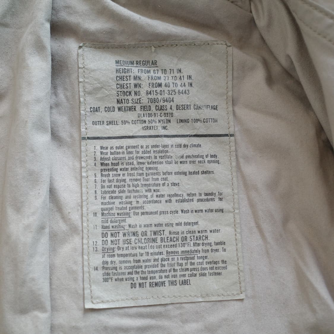 90s 미군 오리지널 군납 M65 사막 3컬러 필드자켓 M-R 상품이미지7