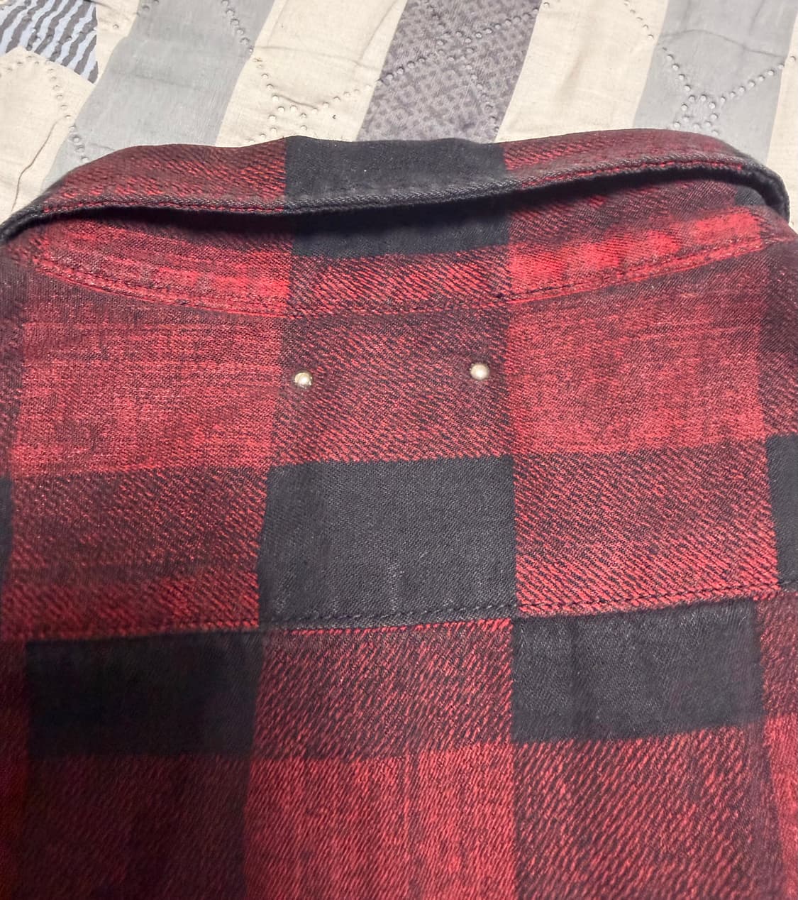 [3] 마인데님 minedenim 플란넬 버팔로체크셔츠 레드 상품이미지3