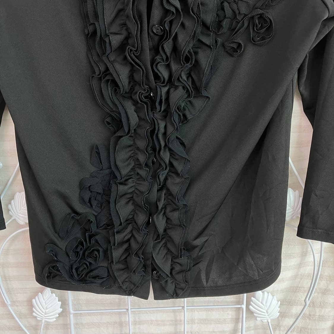 빈티지 플라워 넥 버튼 블라우스 y2k 스트릿 갸루 펑키 일본빈티지653 상품이미지4