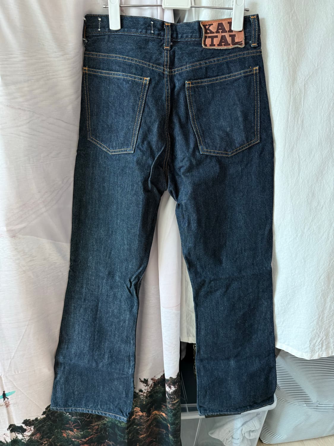 KAPITAL 캐피탈 14oz 데님 5P 랫 플레어 팬츠(인디고) 상품이미지2