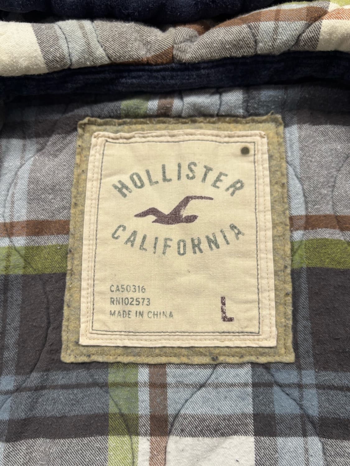 홀리스터 체크 패턴 안감 네이비 후드집업 상품이미지7