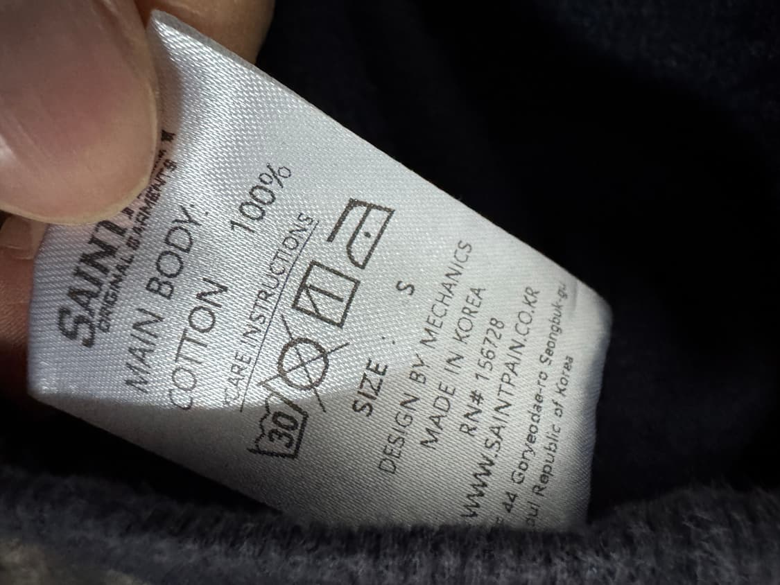 세인트페인 SP 팀 로고 오버핏 기모 후드티 XL 네이비 상품이미지4