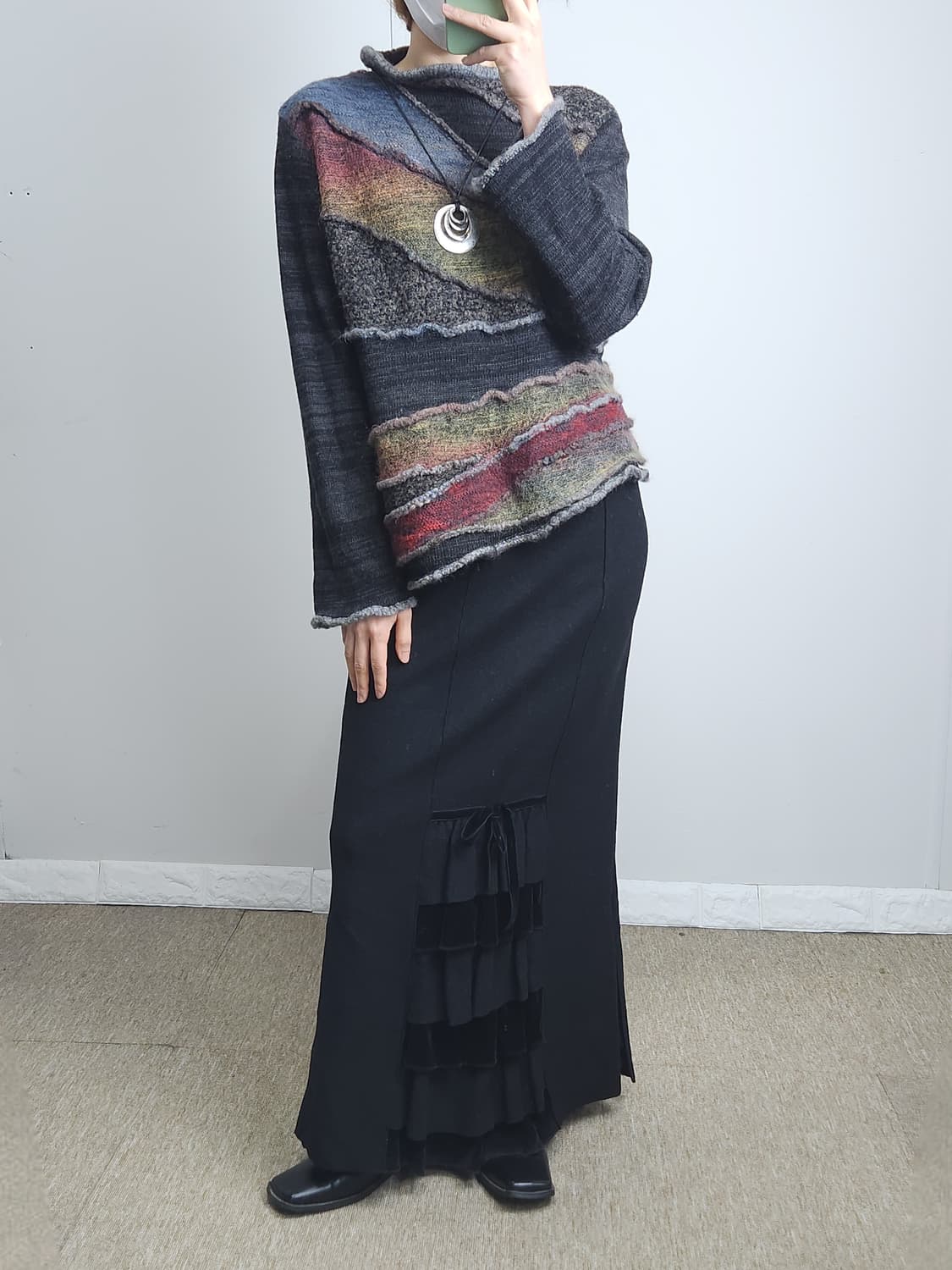 언발 니트 탑 상품이미지3