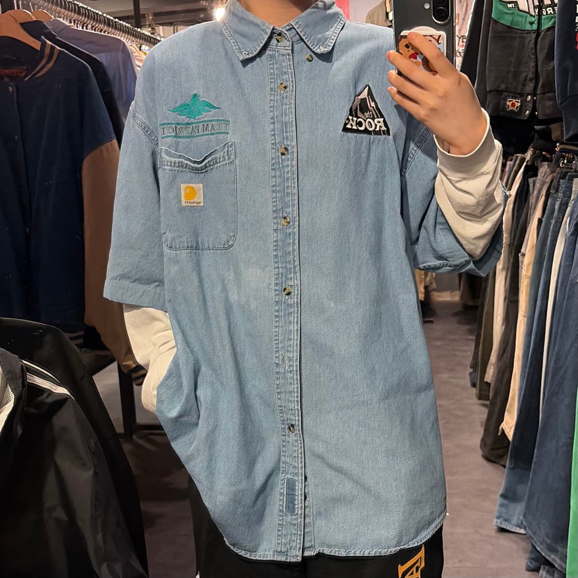 [IM] Carhartt 칼하트 반팔 셔츠 연청 데님 상품이미지2