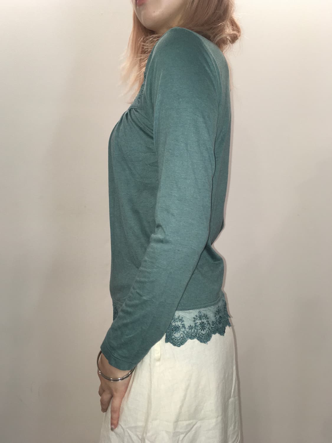 jpn vintage bluegreen lace long sleevele 상품이미지4