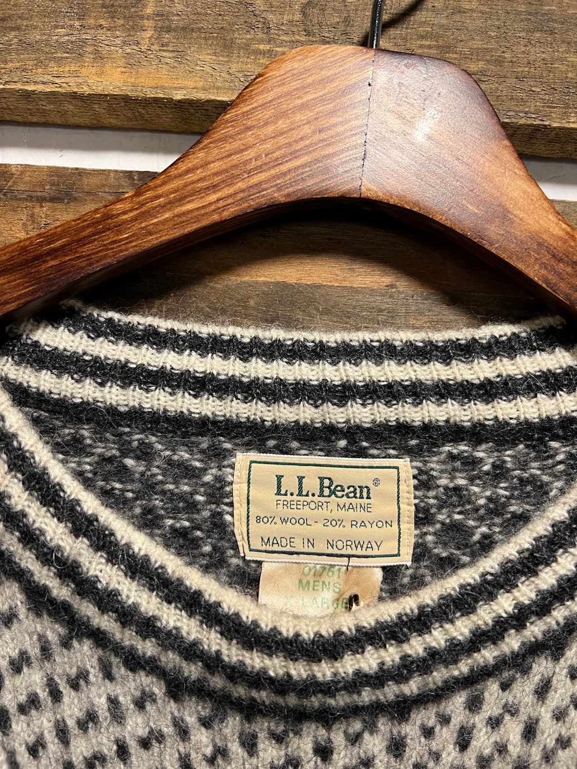 [XL]80's 엘엘빈 Made in Norway 버드아이 울 스웨터 상품이미지2