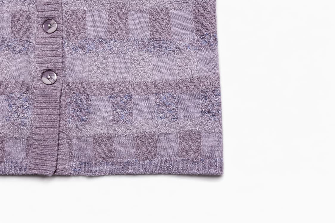 JPN 00s 일본 빈티지 Y2K 모리걸 반팔 플라워 체크 니트 가디건 상품이미지5