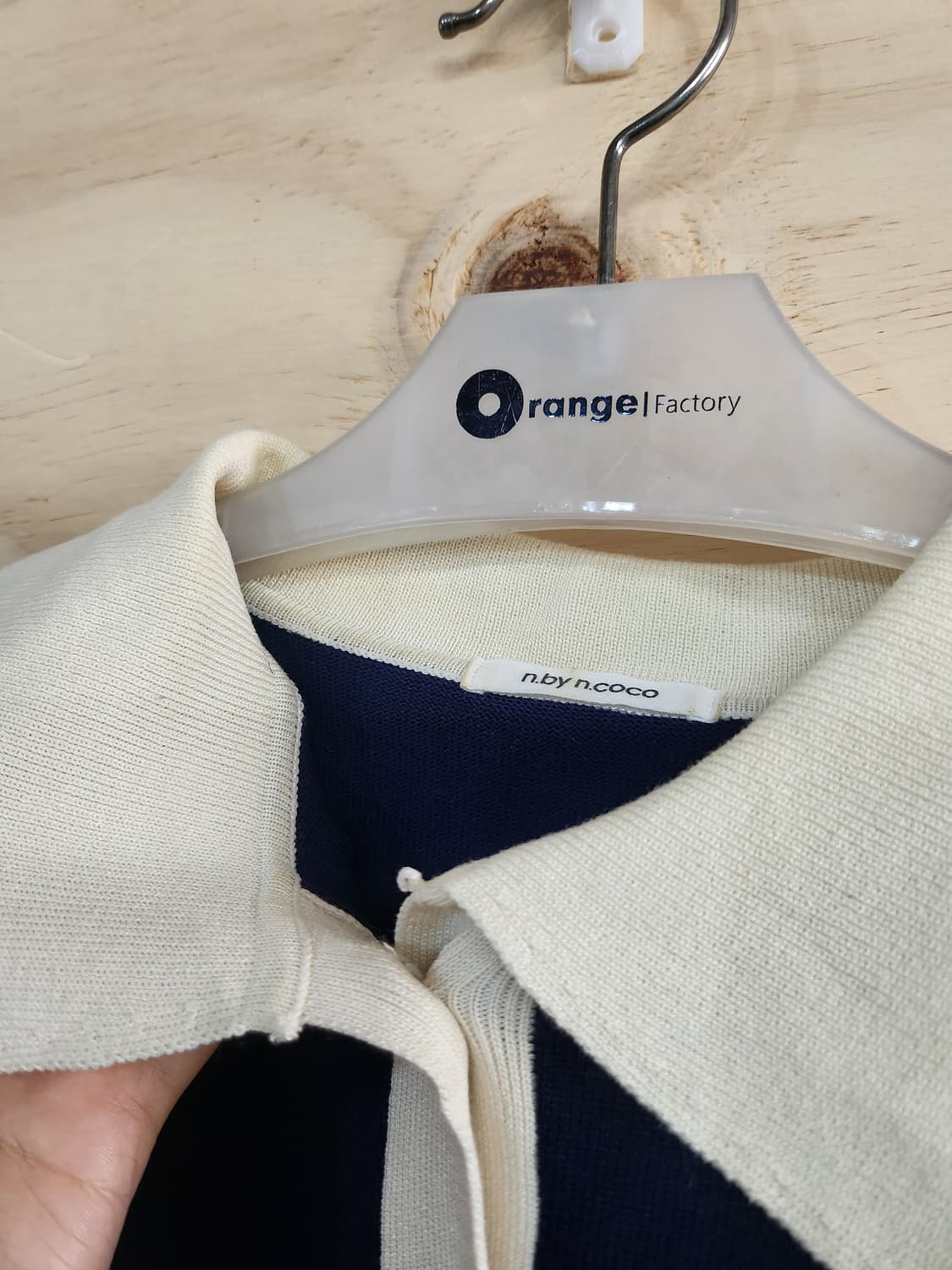 586) 배색 카라 포인트 반팔 니트티 상품이미지3