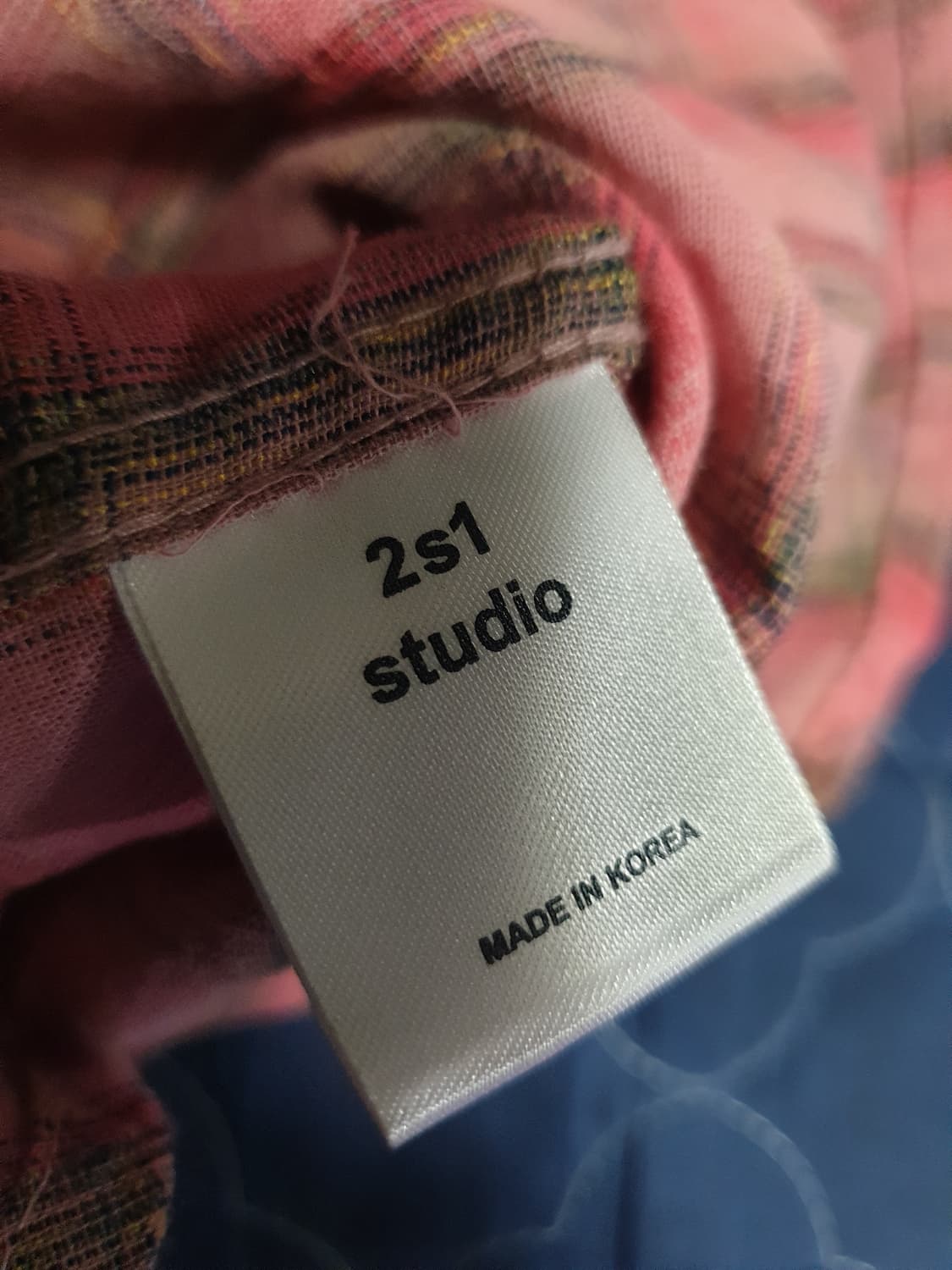 (빈티지) 2S1스튜디오 ss시즌 린넨 링클 텍스처 체크셔츠 핑크 (F) 상품이미지4