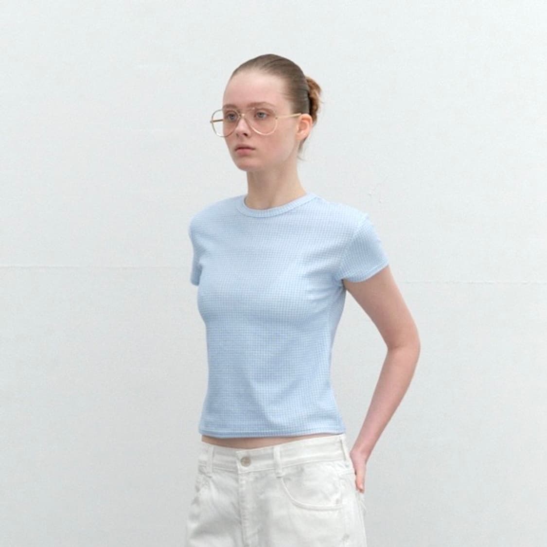 포니테일 lola 테리 체크 티셔츠 상품이미지3