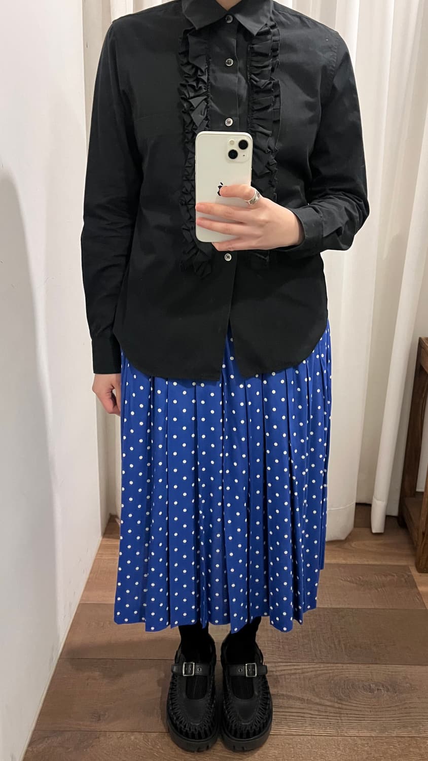Blue Dot Pleats Skirt 상품이미지2