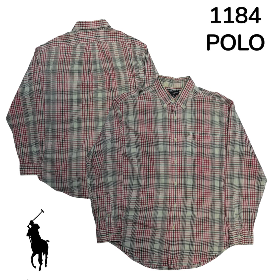 폴로 블랙 레드 패턴 체크 셔츠 M 상품이미지1