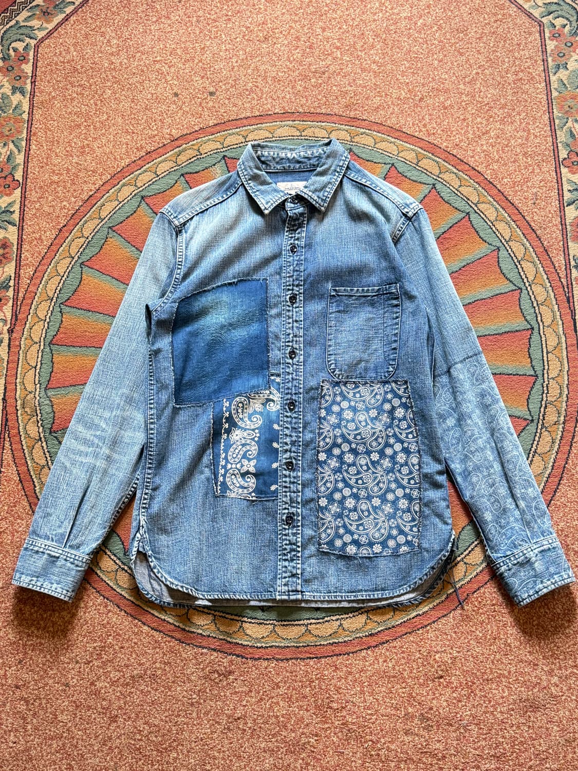 Japan Blue Jeans 페이즐리 패치워크 데님 셔츠 상품이미지1