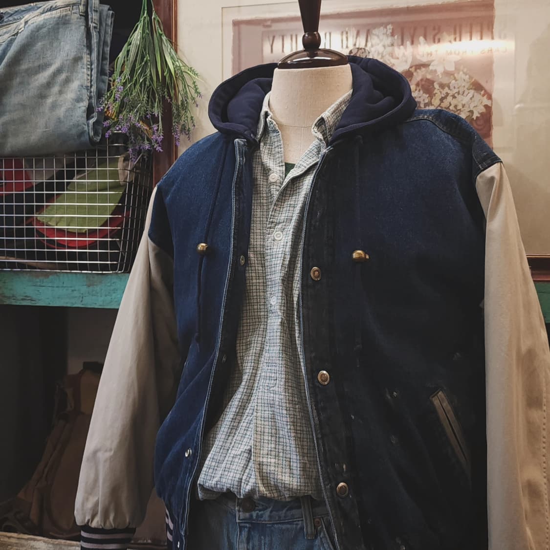 90s 빈티지 워크자켓 베이스볼 데님자켓 바시티 자켓 야구잠바 m 상품이미지1