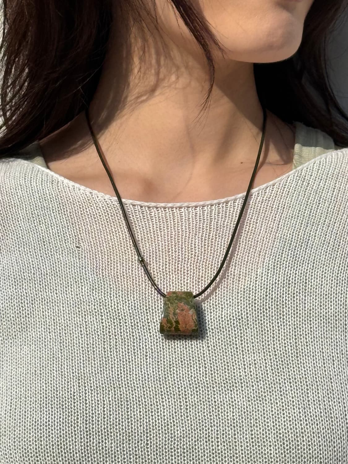 Stone Necklace – Unakite Light(Khaki) 상품이미지1