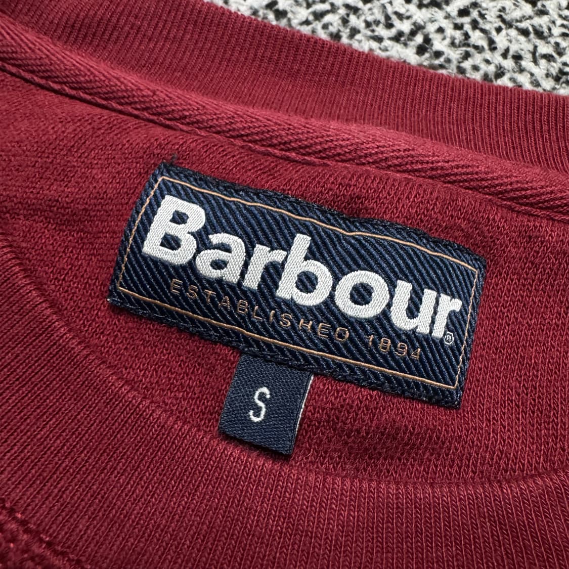 Name : 바버 스펠아웃로고 버건디 맨투맨 :)  상품이미지3