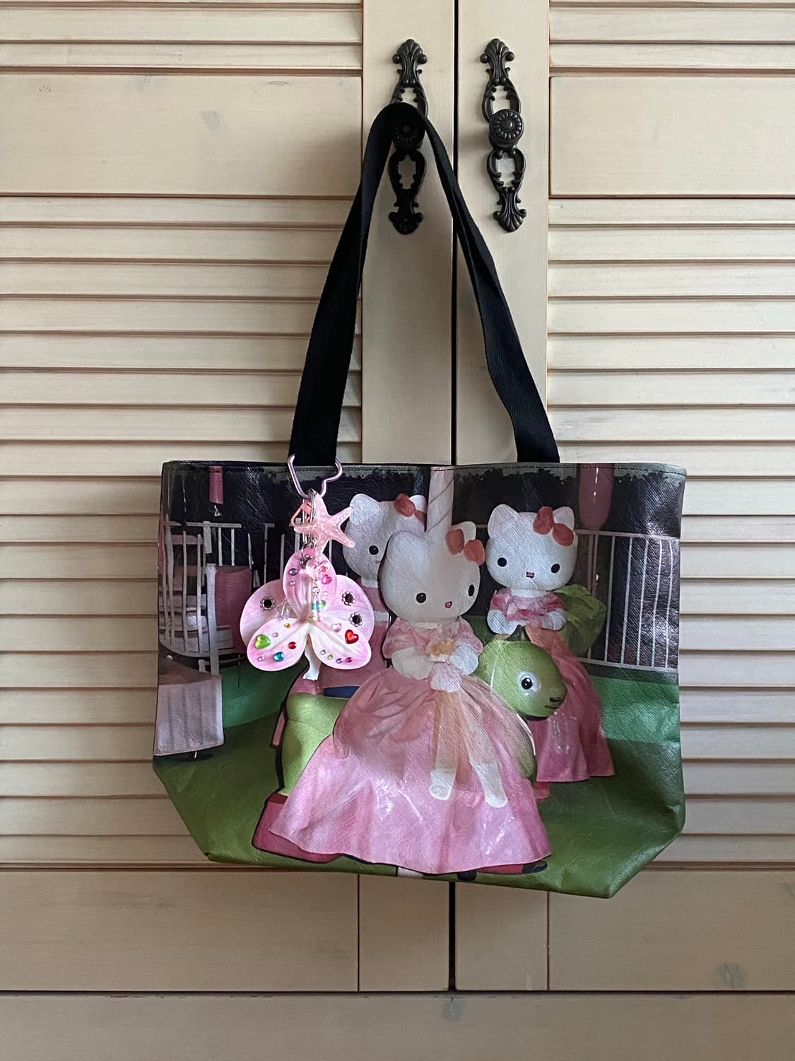 일본빈티지 헬로키티 타포린백 숄더백 보부상 가방 산리오 산엑스 고전 상품이미지1