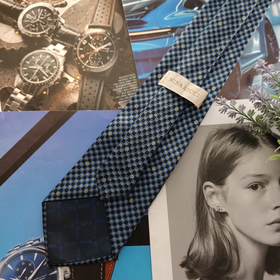 니나리치 실크 블루 자카드 넥타이 9.5cm A+등급 A18797
 상품이미지4