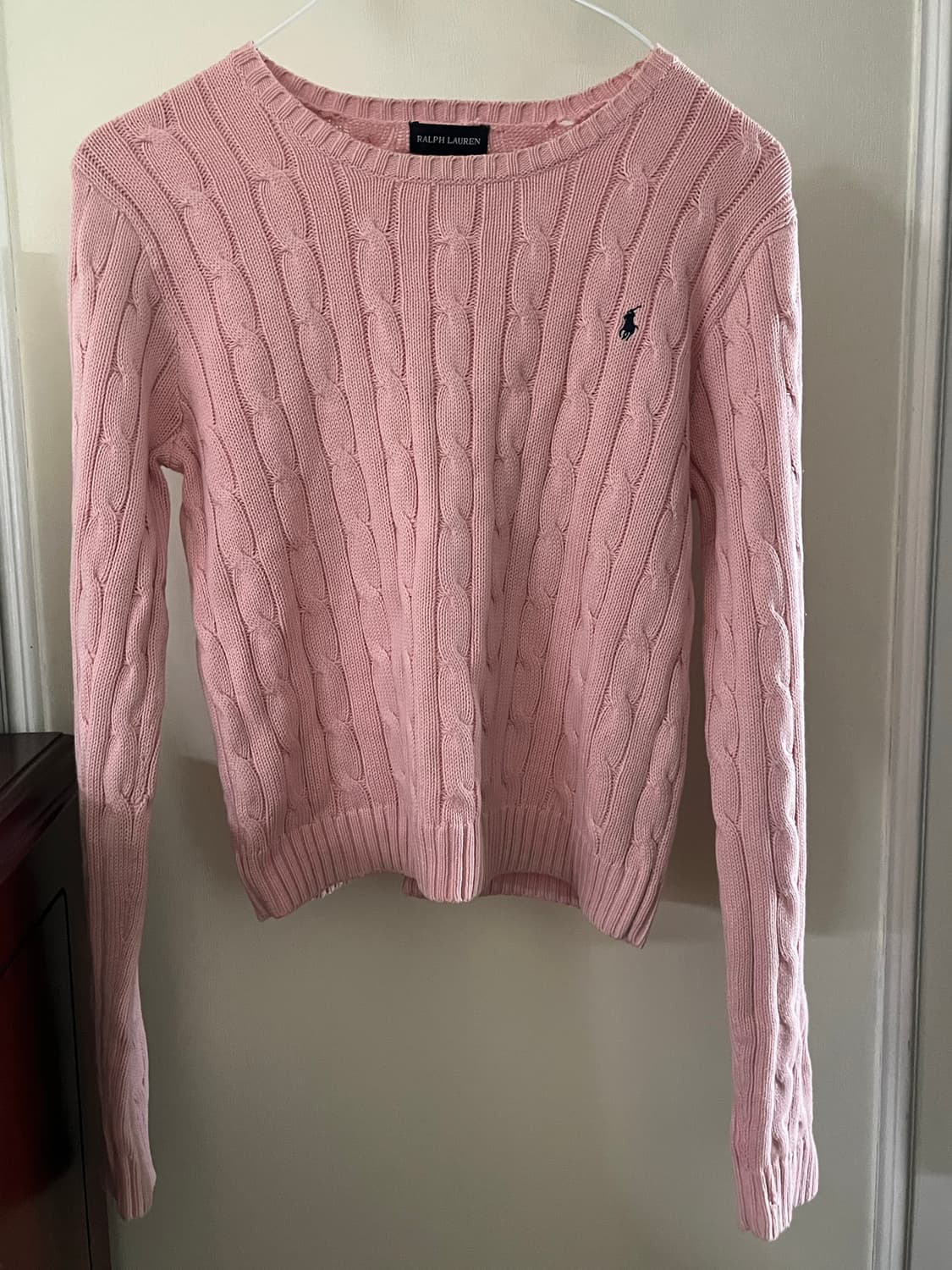 폴로 케이블 니트 핑크 상품이미지1