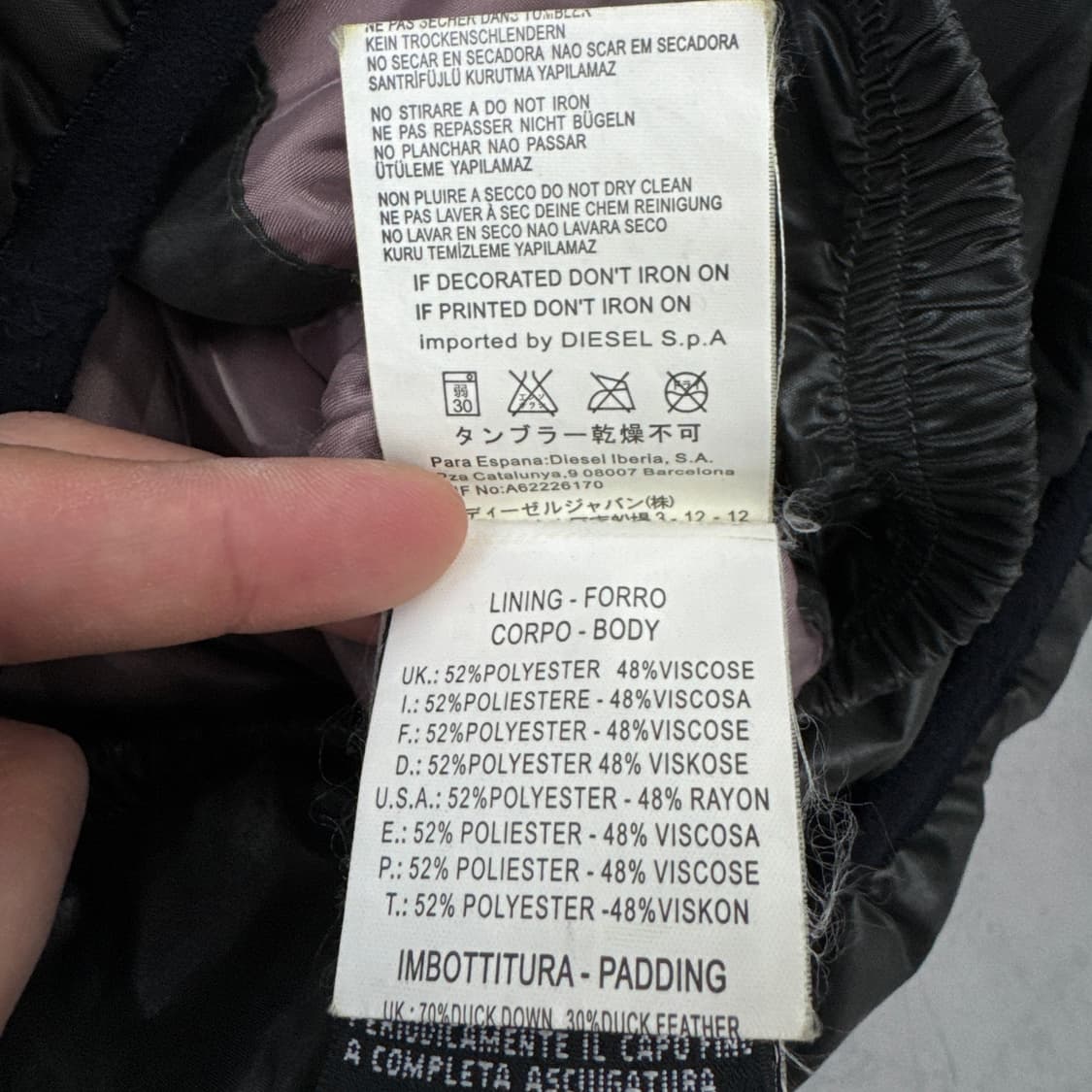디젤 Y2K 바이커 하이넥 경량패딩 상품이미지7