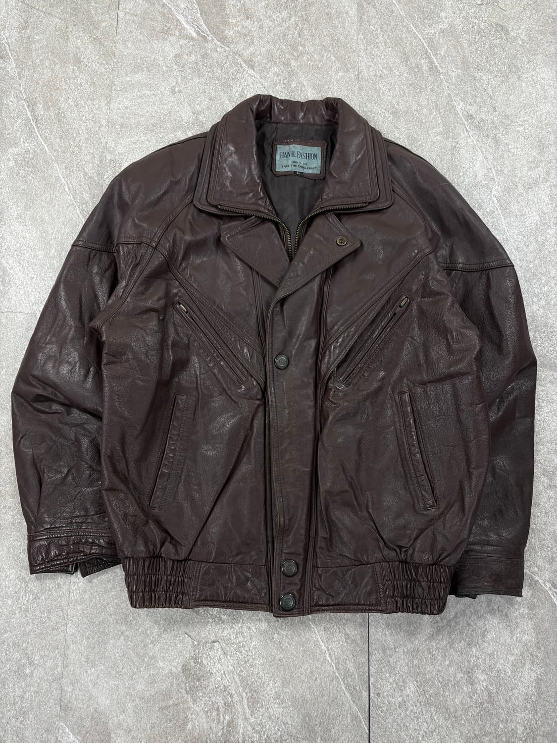 Vintage Leather Bomber Jacket    상품이미지1
