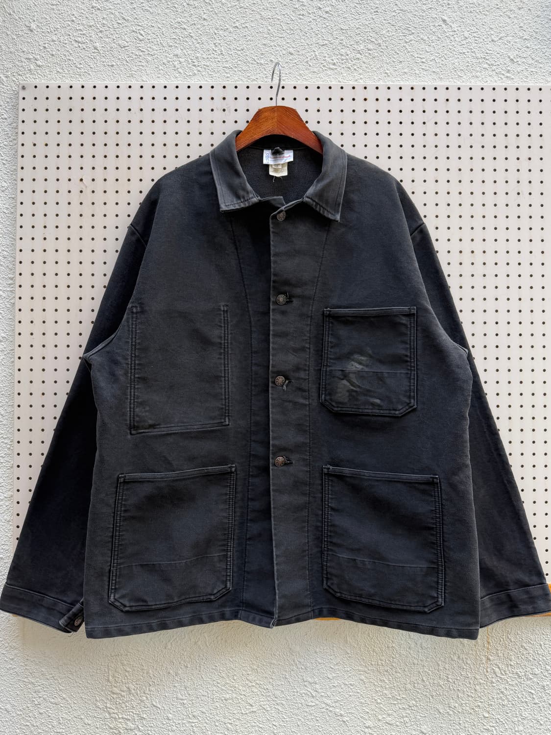 80s EURO FADED BLACK MOLESKIN 블랙몰스킨워크자켓 상품이미지1