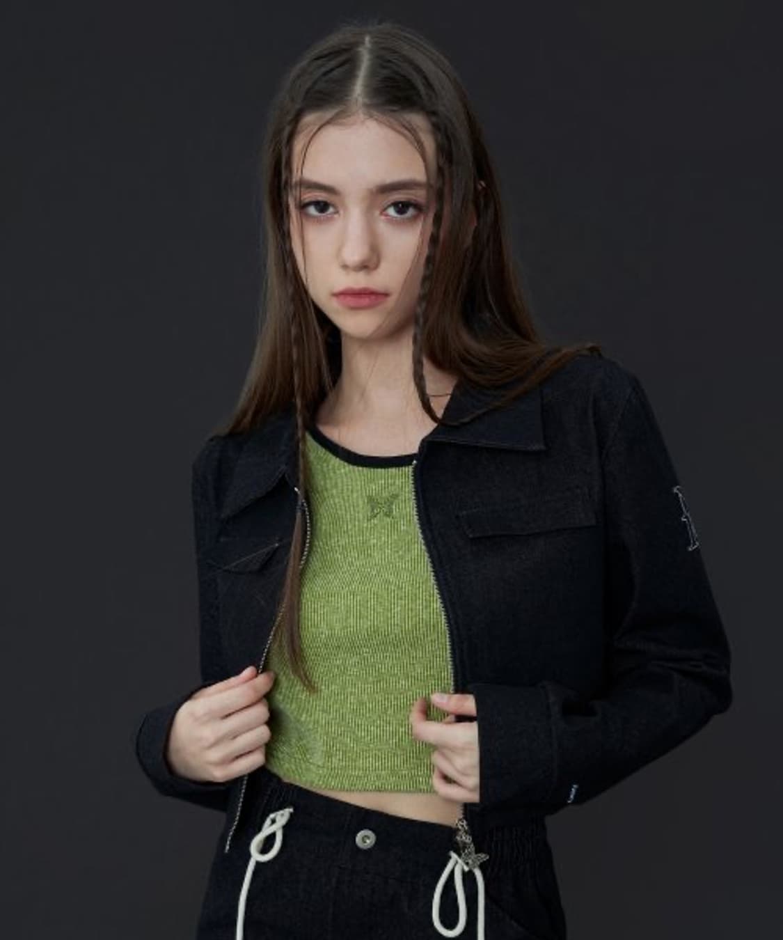 팬시클럽 딜루드 투웨이 데님 자켓 블랙 상품이미지1
